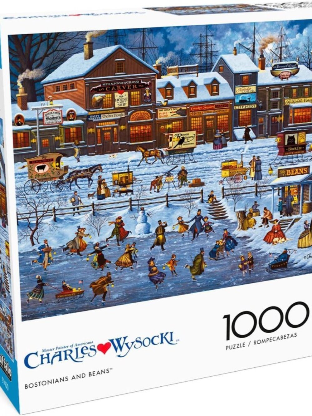 Charles Wysocki - Bostonians and Beans- 1000 Piece Christmas Jigsaw Puzzle - Fes - Picture 1 of 6